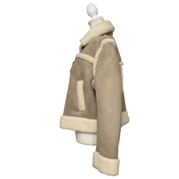 YEMBULK Patchwork Faux Sherpa Lined, Faux Lambs Coat, Short Length, Size M - Picture 6 of 8
